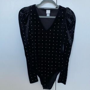 H&M Velvet Studded Bodysuit